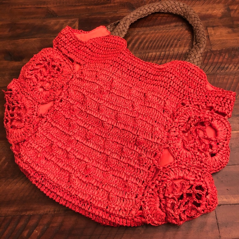 NWOT Shiraleah Straw tote in Rust Orange